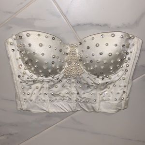 White Embellished Corset Top